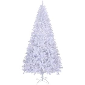 8 FT Pre-lit Artificial Christmas Tree, Hinged Xmas Pine Tree with 1500 Branch Tips, 500 Lights for Holiday Party Office Home, White