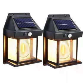 Solar-Powered Waterproof Outdoor Wall Light with Motion Sensor Tungsten Filament Garden Yard Decoration LED Lamp 3 Modes (Number of Lights: 2Pcs)