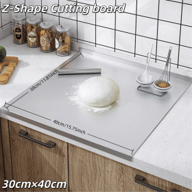 Stainless Steel Cutting Board with Lip for Kitchen Chopping Boards for Countertop Large Metal Cutting Board over Sink Suitable for Meat Fruits Ve (size: Z-Shape 30cm×40cm)